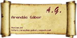 Arendás Gábor névjegykártya